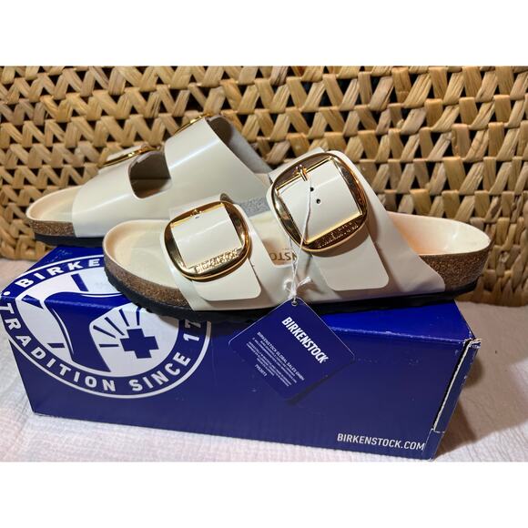 Birkenstock Arizona Big Buckle – High Shine Ecru – EU 41 / US 10 – NIB - Picture 1 of 5
